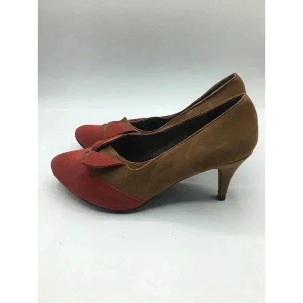 Anthropologie Pilcro & the Letterpress Colorblock‎ Red Heron Kaila Heels 6 M​